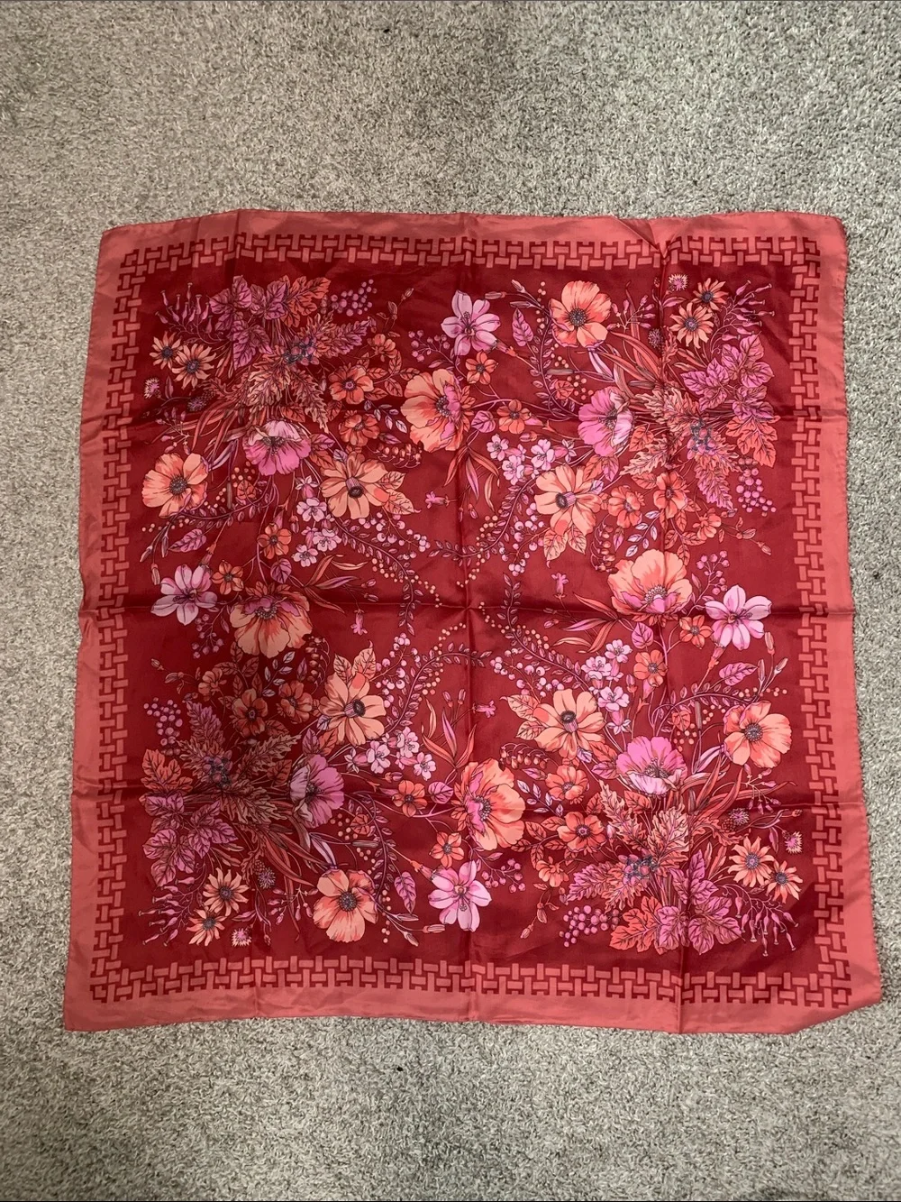 Vintage Printed Paisley Floral Silk-Feel Scarf Set
